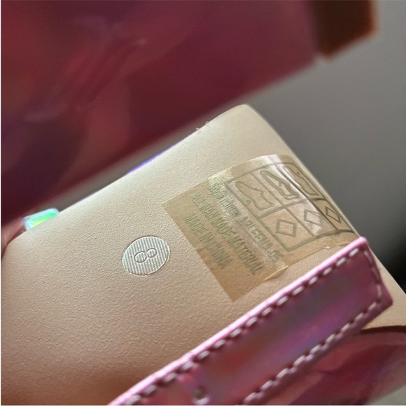 Yoki Iridescent Pink Platform Sandals with Clear Strap - Picture 5 of 5